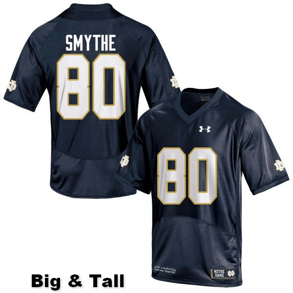 Men's NCAA Notre Dame Fighting Irish #80 Durham Smythe Stitched College Under Armour Authentic Navy Blue Big & Tall Football Jersey RB10J27XY